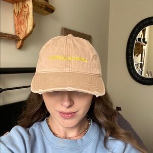 Aerie Sunday Scaries Tan Distressed Baseball Cap — OS